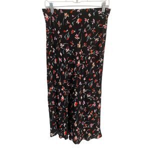 Madewell midi slip skirt women’s size 6 black floral pull on